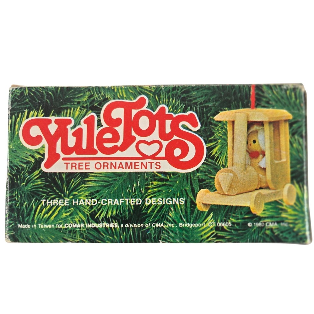 Vintage Yuletots Wooden Christmas Ornaments Set Handcrafted Wood Figurines w Box